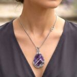 Amethyst natural stone necklace - Oval - Image 2