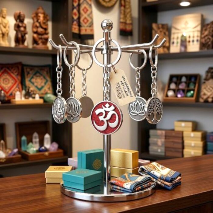 Handcrafted OM Keychain - Maroon | OM Hanging for car - Image 2