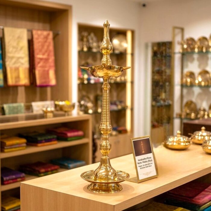 Brass Kerala Diya - 33 inches | Large Size Deepam for Inauguration Day - Image 2