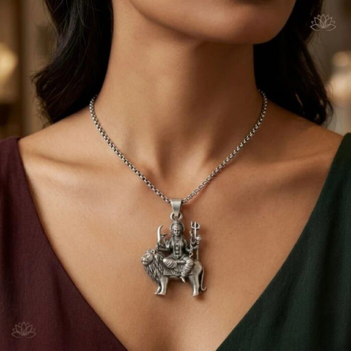 Pure Silver Ambe Maa Pendant | Durga Mata Chandi Ka pendant - Image 2
