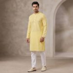 Lemon yellow Kurta Pajama set for Men