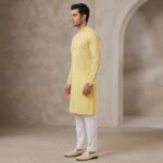 Stand out from the crowd with this ethnic Kurta Set for Men | Party wear yellow Kurta