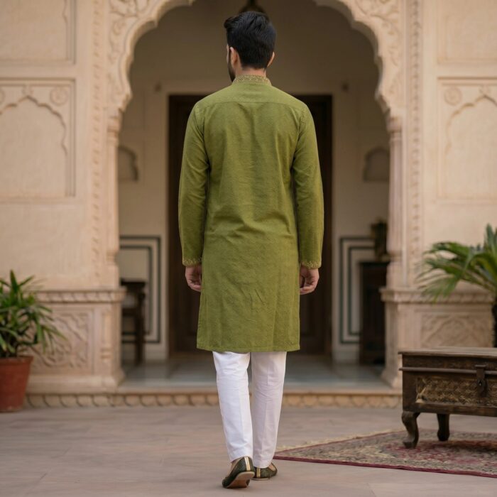 Cotton Kurta Pajama Set with elegant embroidery