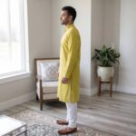 Side profile view of Comfortable ethnic wear kurta pajama set for Men