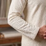 Close up of the premium embroidery on the Kurta