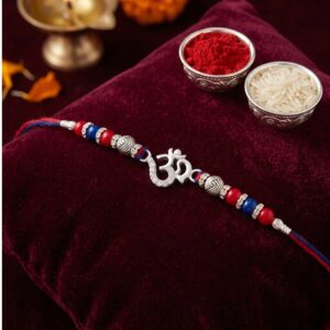 Pure Silver Rakhi - Sterling Silver Om Rakhi | Chandi ki Rakhi with gifts
