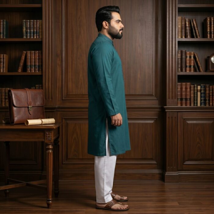 Green embroidery Plus size Kurta Pajama Set for Men