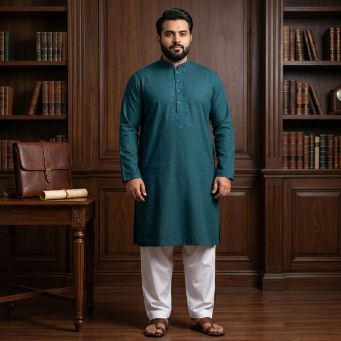 Plus size Embroidery Kurta Pajama Set for Men
