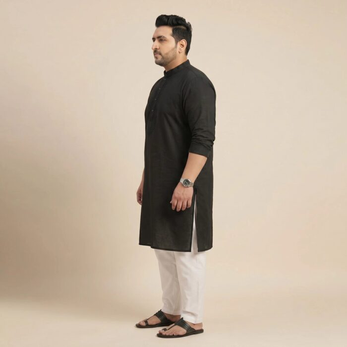 Black cotton embroidery kurta pajama set