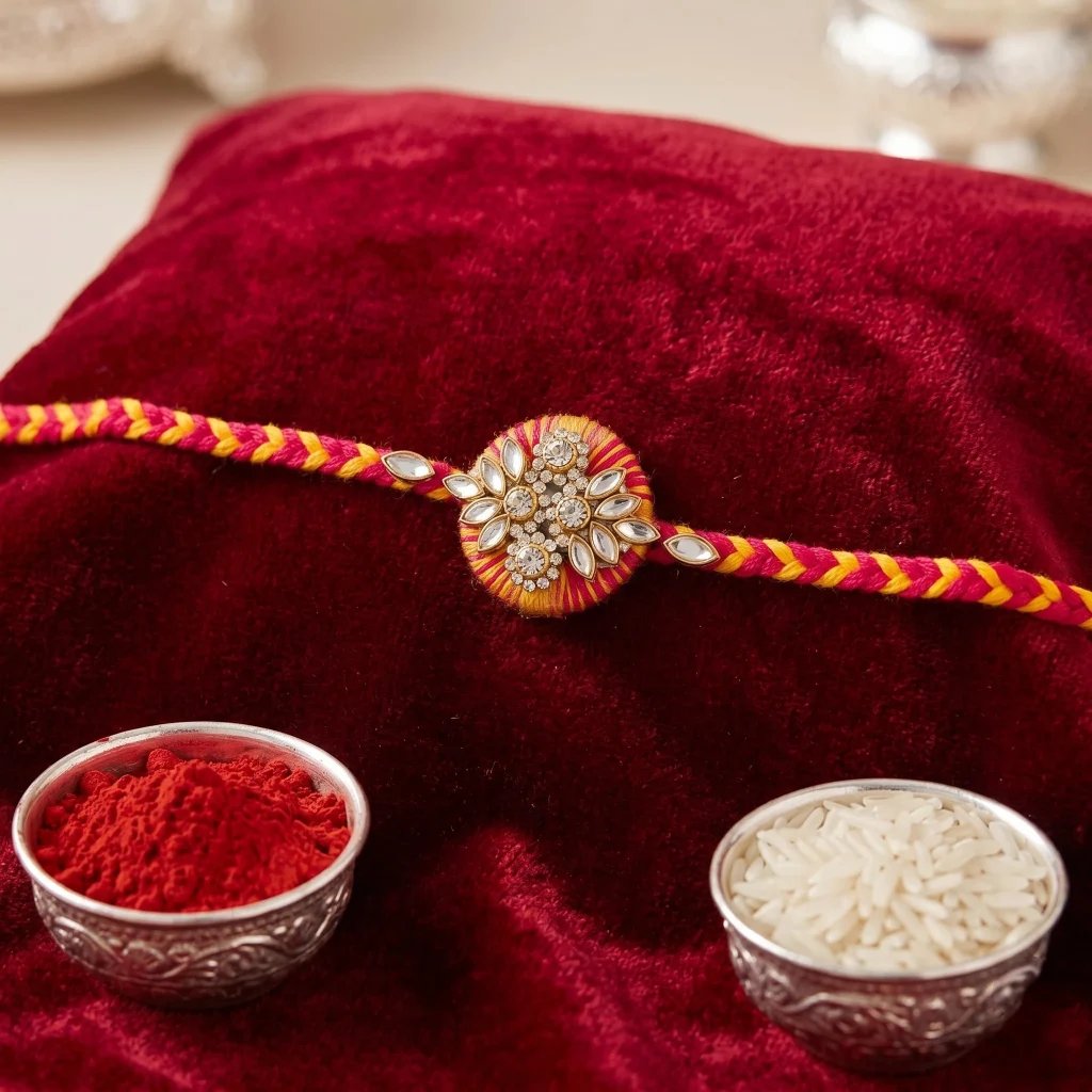 Premium Kundan Rakhi with Gift Hamper Premium Kundan Rakhi | Order Rakhi in Canada from India