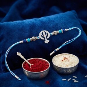 Pure Silver Rakhi - Khanda sahib | Nishaan Sahib Rakhi| Chandi di rakhdi in Canada and US