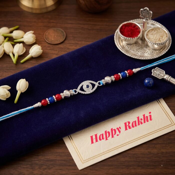 Pure silver Rakhi - Evil eye | 925 Sterling silver