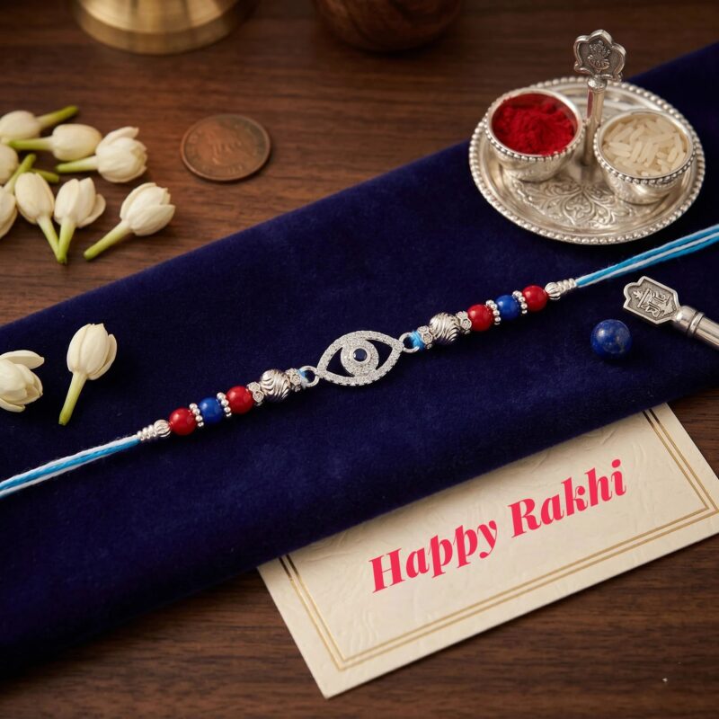 Pure silver Rakhi - Evil eye | 925 Sterling silver