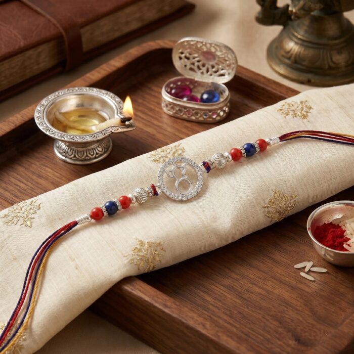 Pure Silver Rakhi -Ganesha | 925 Sterling silver Rakhi