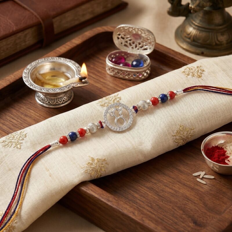 Pure Silver Rakhi -Ganesha | 925 Sterling silver Rakhi