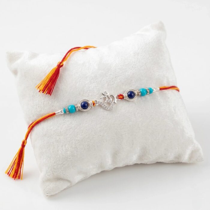 Solid Silver Rakhi with Om | 925 sterling silver Rakhi