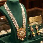 Utsav Aura Gold Necklace Set | Party wear Rani Haar with Jhumki earrings