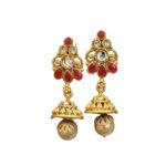 Close up of the Jhumki earrings with matching long necklace