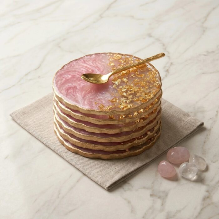 Resin Coasters - Pink - 4 inch - Image 7