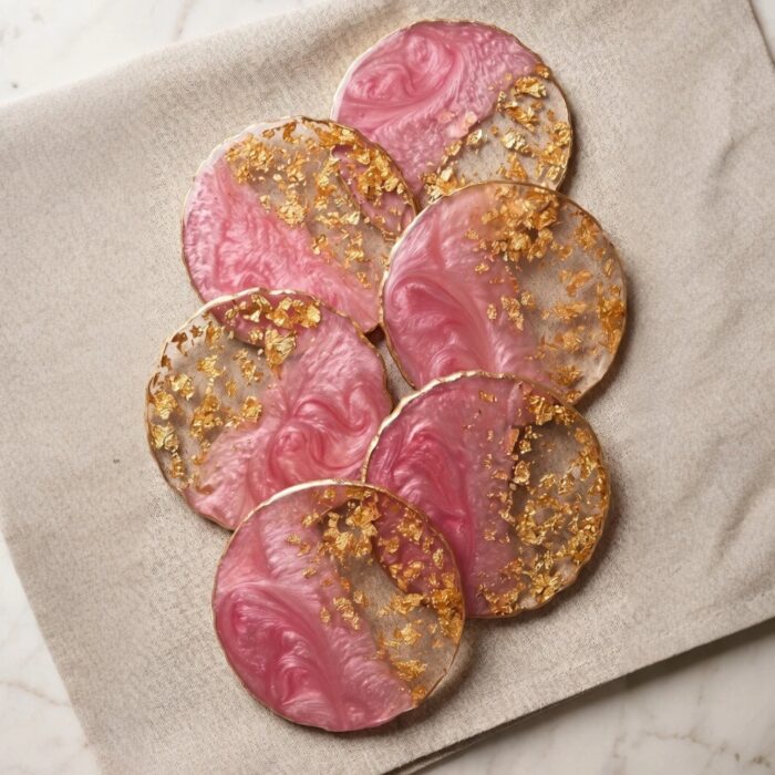 Resin Coasters - Pink - 4 inch - Image 2