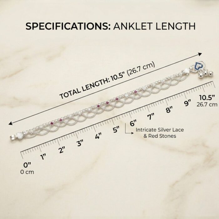 Pair of Sterling Silver Anklets – 10.5 inch | Silver Anklet for Adults - Image 3