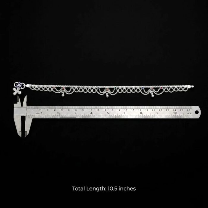 Pair of Silver Anklets | 10.5 inch Silver Anklets for Adults | Chandi ki Payal - Image 4
