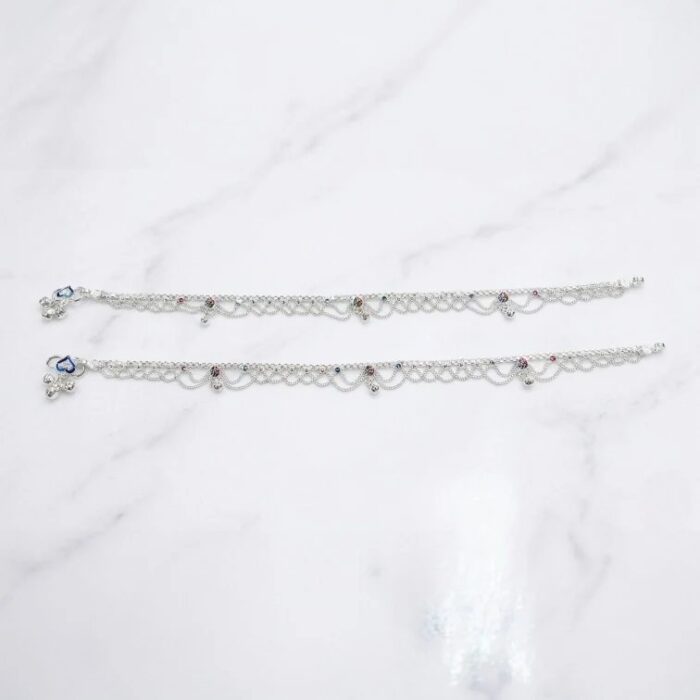 Pair of Silver Anklets | 10.5 inch Silver Anklets for Adults | Chandi ki Payal - Image 2
