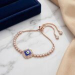 Rose Gold finish - 925 Silver Evil Eye Bracelet for Women