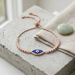 Rose Gold Evil Eye Bracelet for Women