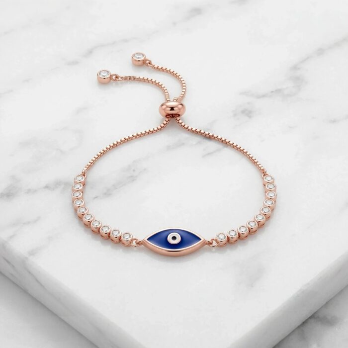 Protective Evil Eye Bracelet Rose Gold Plated