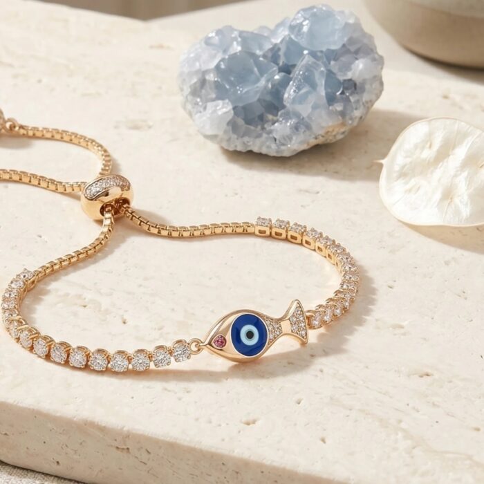 925 Sterling Silver Evil Eye Bracelet with Zirconia Stones