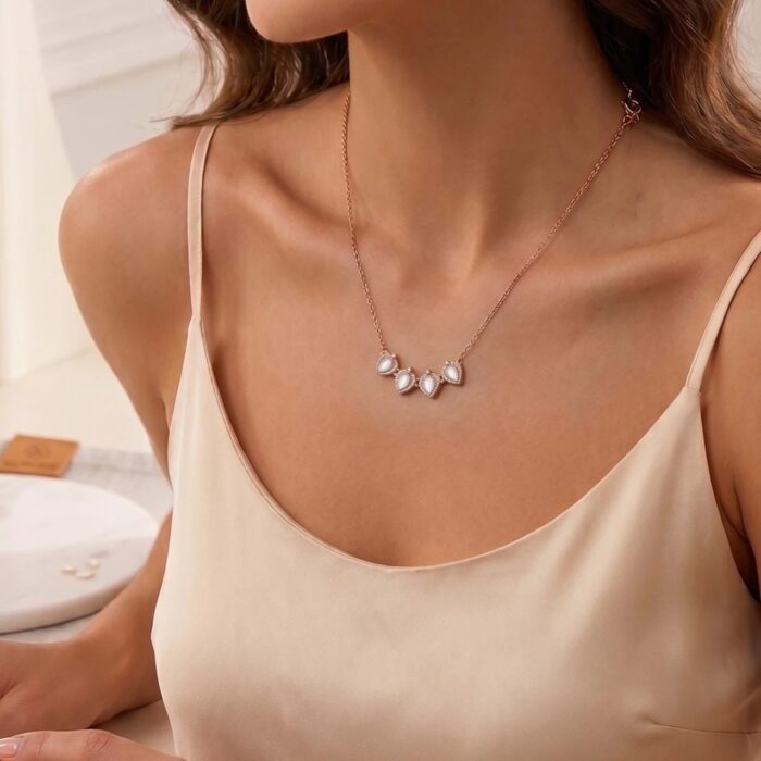 925 sterling silver heart pendant necklace rose gold