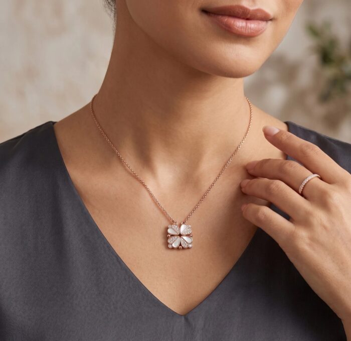 4 heart convertible clover necklace for women