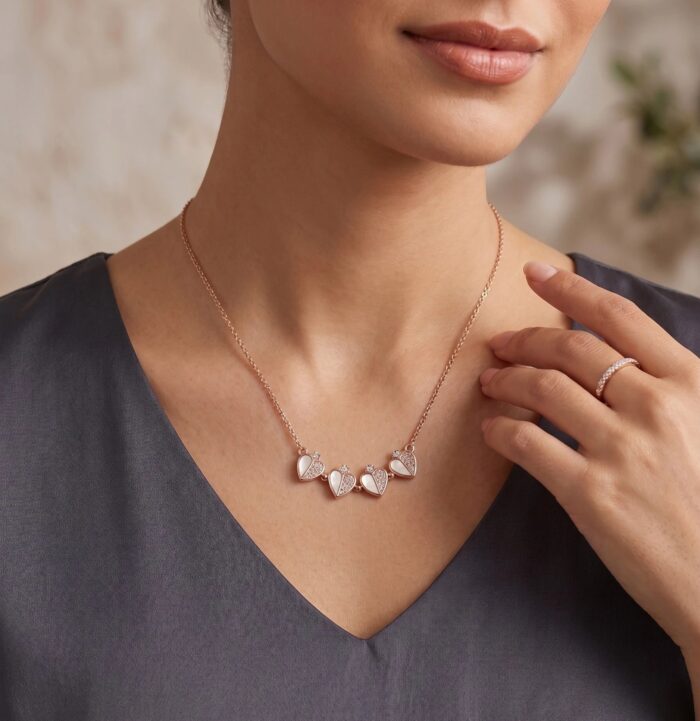 925 sterling silver heart pendant necklace rose gold