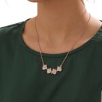 Rose gold clover pendant necklace women