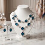 Party wear Silver finish zirconia necklace set with earrings