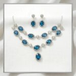 Blue Party wear Silver finish zirconia necklace set