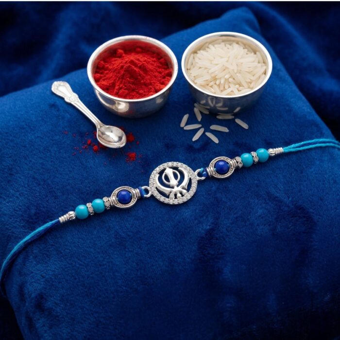 Pure Silver Rakhi - Khanda sahib | Nishaan Sahib Rakhi| Chandi di rakhdi in Canada and US