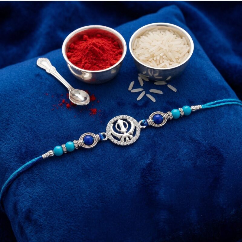 Pure Silver Rakhi - Khanda sahib | Nishaan Sahib Rakhi| Chandi di rakhdi in Canada and US