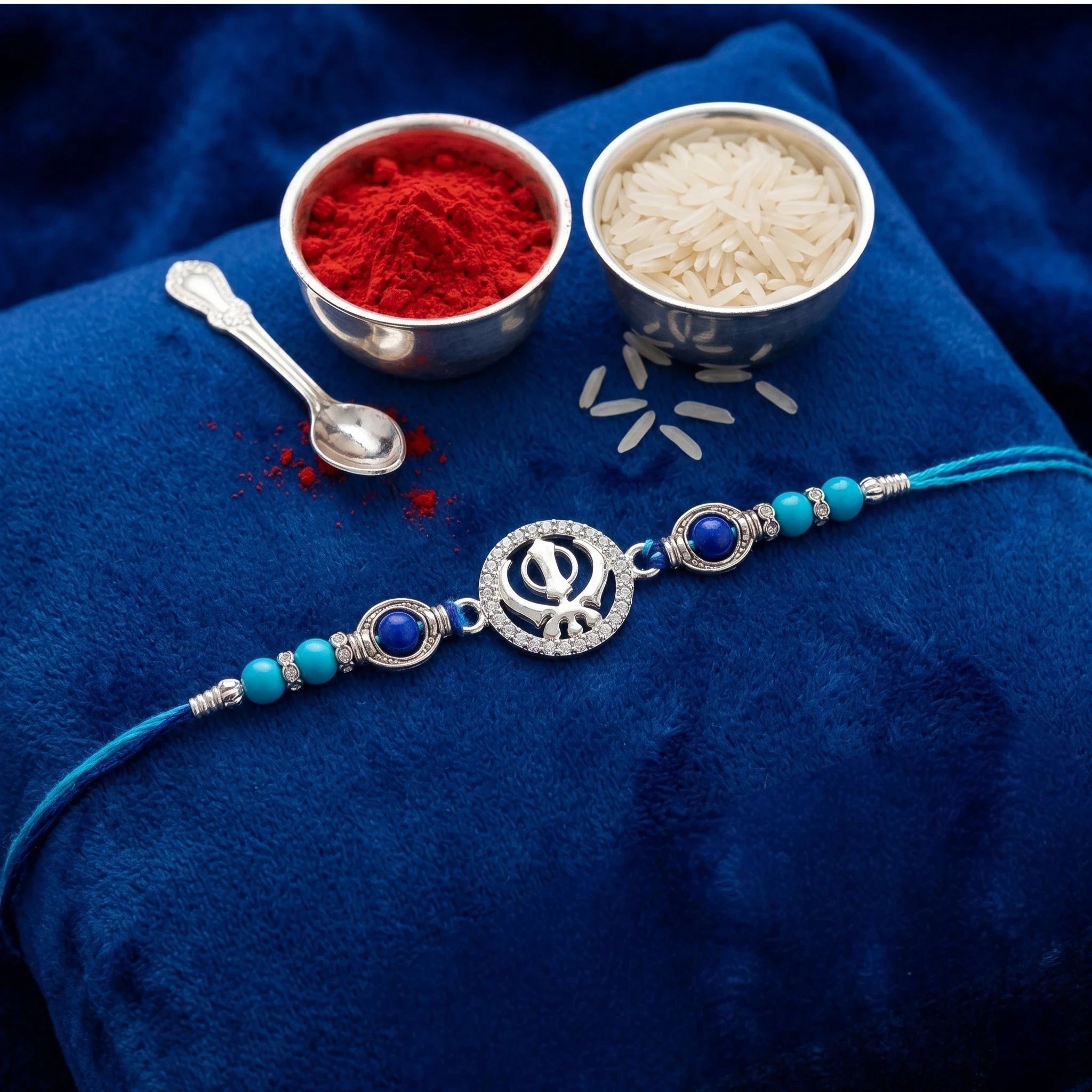 Pure Silver Rakhi - Khanda Sahib Pure Silver Rakhi - Khanda sahib | Nishaan Sahib Rakhi| Chandi di rakhdi in Canada and US