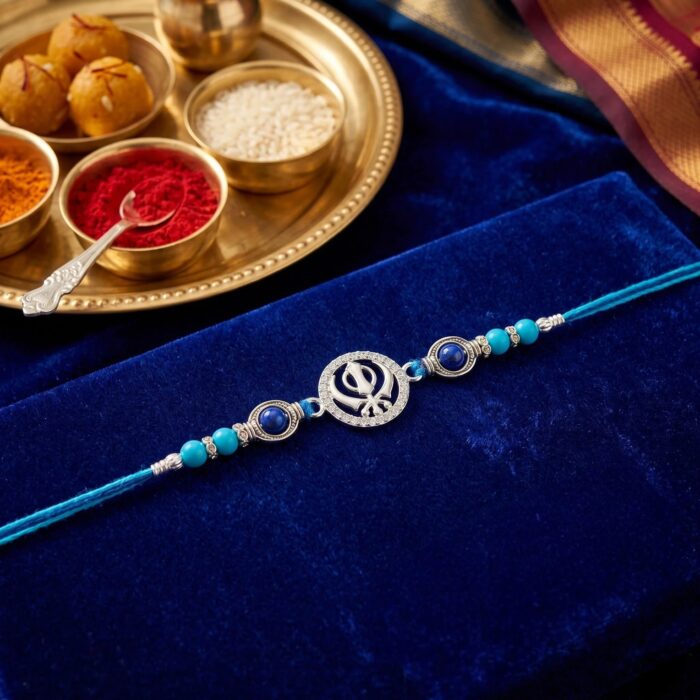 Pure Silver Rakhi - Khanda sahib | Nishaan Sahib Rakhi| Chandi di rakhdi in Canada and US