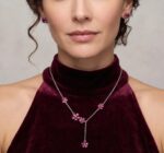 Sterling silver necklace with colored zirconia