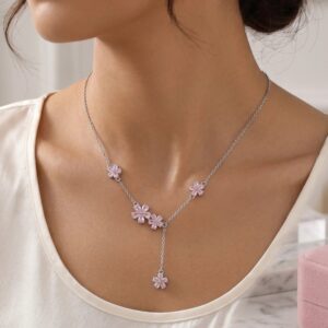 Sterling silver necklace with colored zirconia