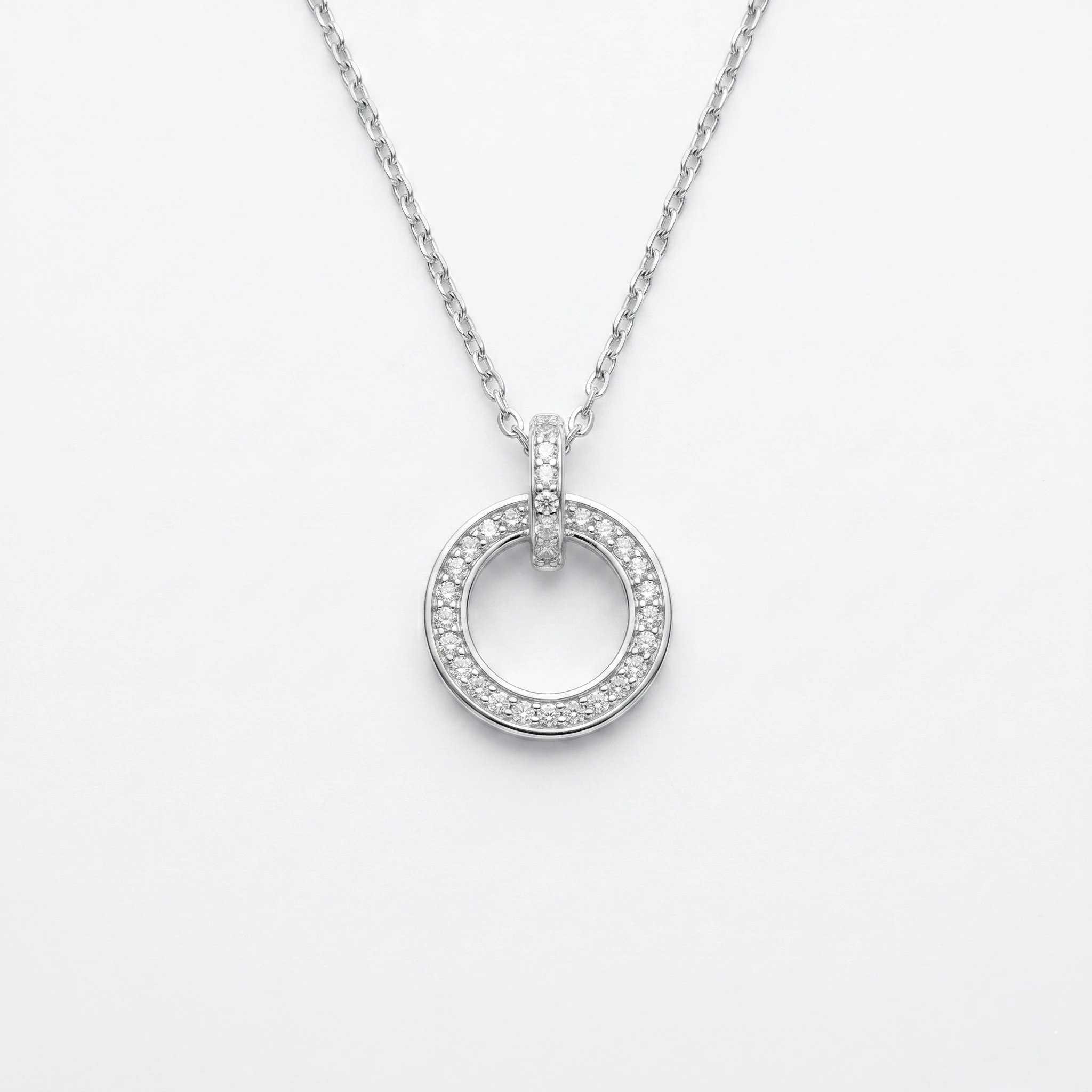 Zirconia stone studded Pendant Pure Silver Pendant and Chain | 925 Sterling Silver