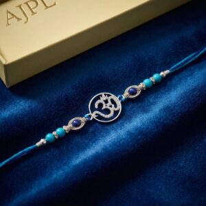 Solid Silver Rakhi with Om | 925 sterling silver Rakhi