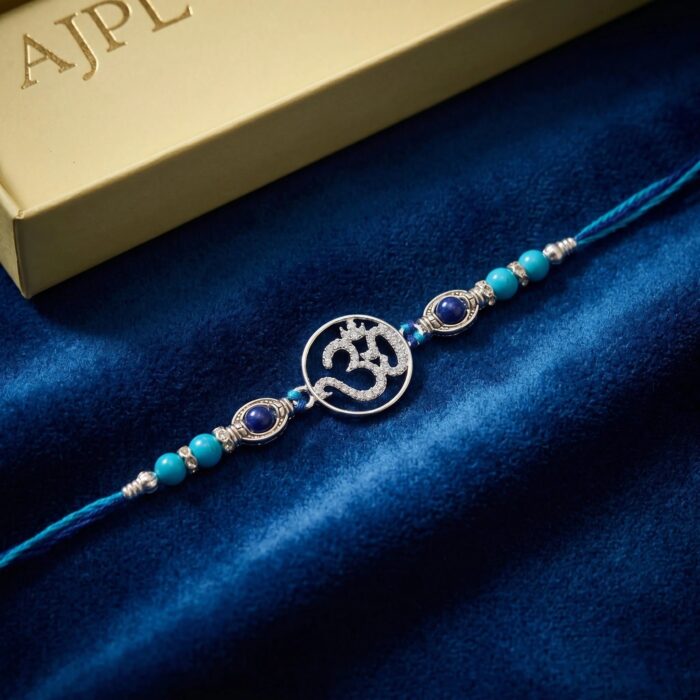 Solid Silver Rakhi with Om | 925 sterling silver Rakhi