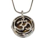 Tiger Eye Stone in Om Pendant | Natural Stone Necklace