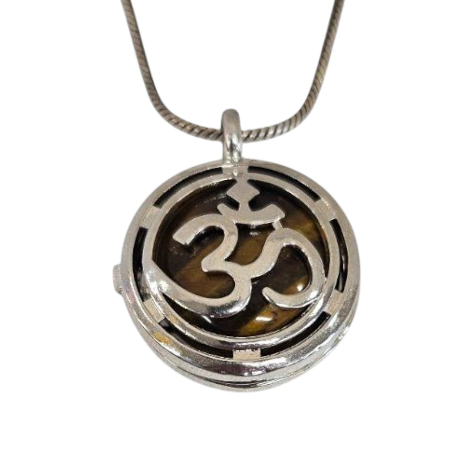 tiger-eye-stone-pendant-om-3 (1).jpg Tiger Eye Stone in Om Pendant | Natural Stone Necklace - Image 1