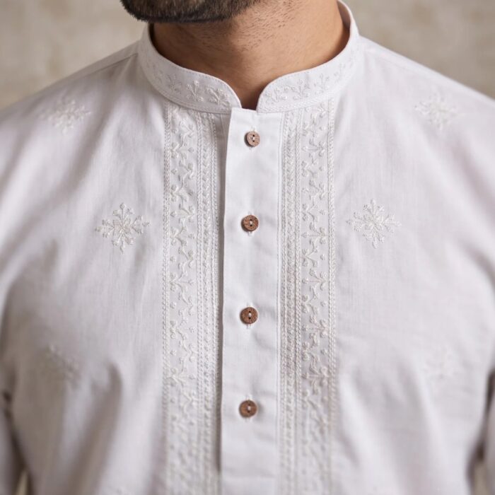 Embroidery Kurta Pajama Set - White | Premium Men's Kurta set