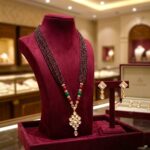 Kundan Pendant with Beads Necklace and Earring Set - Maroon - Image 2